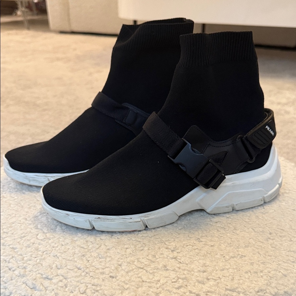 Prada Black and White Sock Sneakers